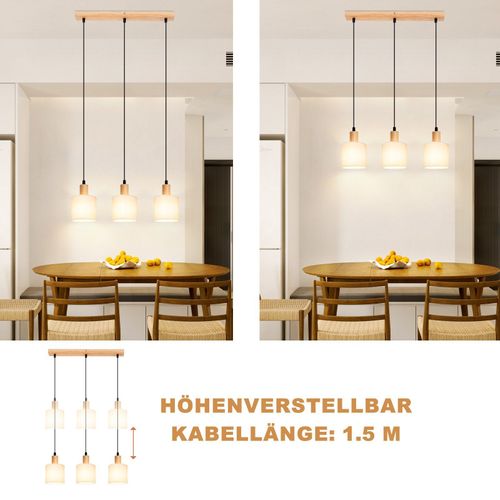 Suspension 3 Lustre Table à Manger Lumière Vintage - Abat-jour en Tissu Blanc