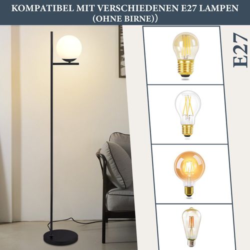 Lampadaire Salon H.150 cm Noir Metal Vintage Lampadaire avec interrupteur au pied pour Couloir