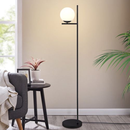 Lampadaire Salon H.150 cm Noir Metal Vintage Lampadaire avec interrupteur au pied pour Couloir