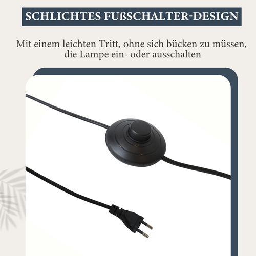 Lampadaire Salon H.150 cm Noir Metal Vintage Lampadaire avec interrupteur au pied pour Couloir