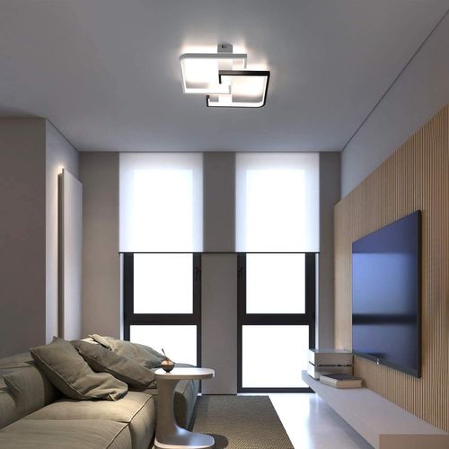 Plafonnier LED Salon Dimmable Avec Télécommande Plafonnier Noir 35w