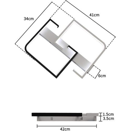 Plafonnier LED Salon Dimmable Avec Télécommande Plafonnier Noir 35w