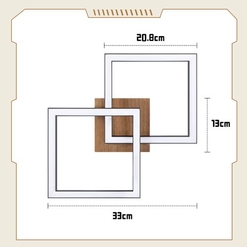 Plafonnier LED Noir Bois 3000k Blanc Chaud Design Moderne 24w