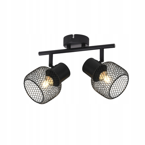 Plafonnier 2 Spots E27 Max. 25w Vintage 2 Ampoules Spot D'intérieur Rotatif à 330°en Métal Noir