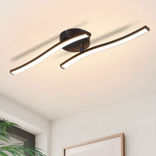 Plafonnier Salon LED Plafonnier Chambre Moderne Noir 12w 3000k Intérieur Blanc Chaud