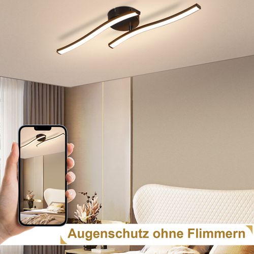 Plafonnier Salon LED Plafonnier Chambre Moderne Noir 12w 3000k Intérieur Blanc Chaud