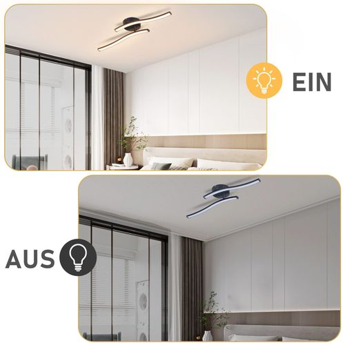 Plafonnier Salon LED Plafonnier Chambre Moderne Noir 12w 3000k Intérieur Blanc Chaud