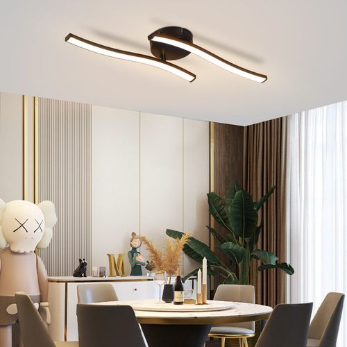 Plafonnier Salon LED Plafonnier Chambre Moderne Noir 12w 3000k Intérieur Blanc Chaud