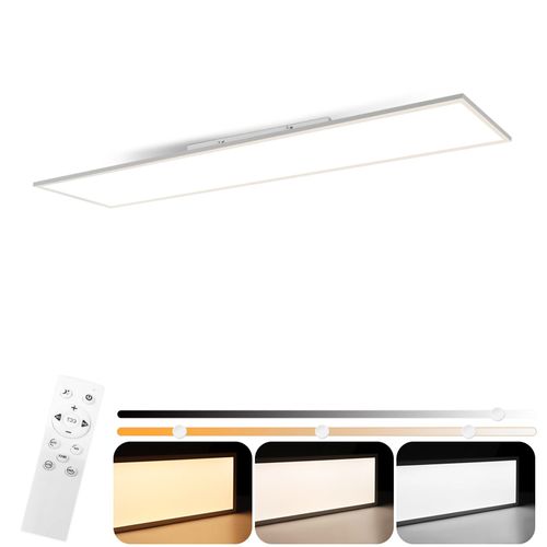 Plafonnier LED Dimmable 100x25 Cm Panneau De Plafond Plat Long Avec Télécommande Grand Blanc 24w