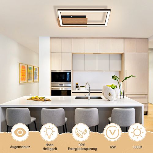 Plafonnier LED Plafonnier Moderne 12w Bois 3000k