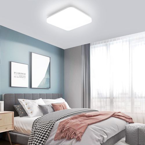 Plafonnier LED 22cm Lampe De Salle De Bain Carré Ip54 18w Blanc 5000k