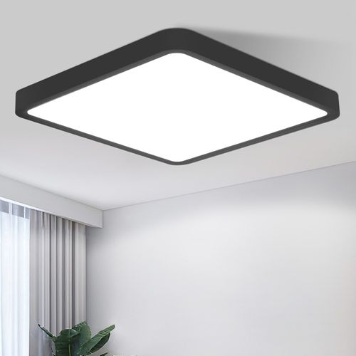 Plafonnier LED Plat 23cm 6500k 18w Carré Chambre Noir LED Intégré En Permanence