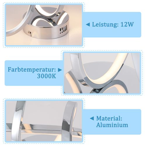 Plafonnier LED Chambre Lampe De Chambre Moderne Design Chromé 12w Intérieur 3000k Blanc Chaud