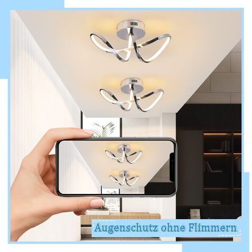 Plafonnier LED Chambre Lampe De Chambre Moderne Design Chromé 12w Intérieur 3000k Blanc Chaud