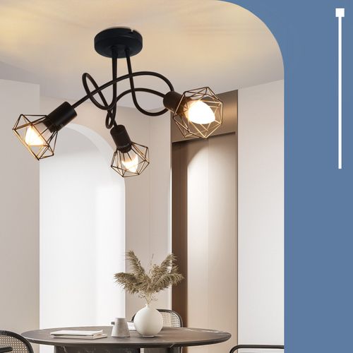 Spot De Plafond LED 3 Ampoules Noir Vintage Orientable 350° Spot Industriel E14