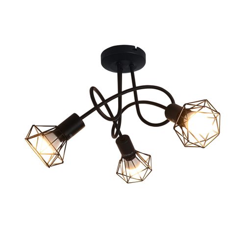 Spot De Plafond LED 3 Ampoules Noir Vintage Orientable 350° Spot Industriel E14