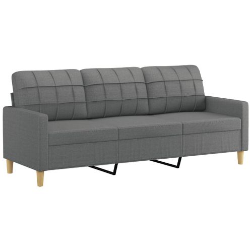 Ensemble De Canapés 2 Pièces Avec Coussins Gris Foncé Tissu
