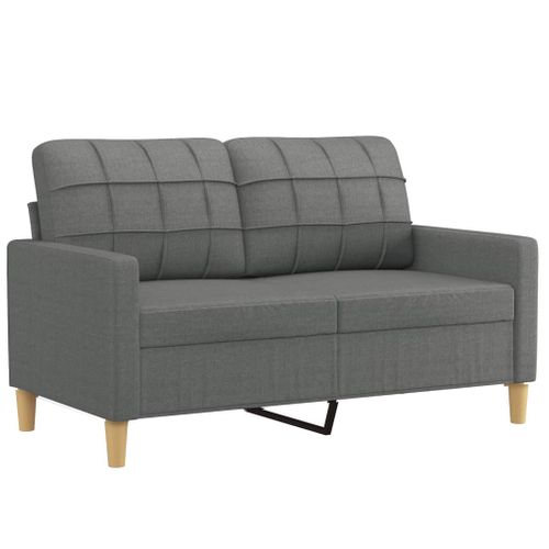 Ensemble De Canapés 2 Pièces Avec Coussins Gris Foncé Tissu