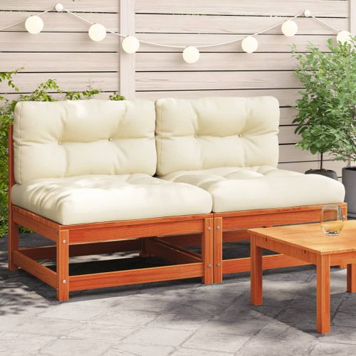 Canapés De Jardin Sans Accoudoirs Coussins 2pcs Bois Massif Pin