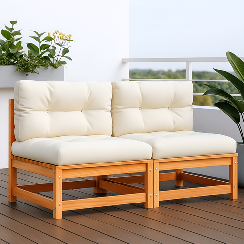 Canapés De Jardin Sans Accoudoirs Coussins 2pcs Bois Massif Pin