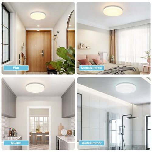 Plafonnier LED Salon 22cm 18w Lampe De Salle De Bain Angle Ip54 Chambre Cuisine