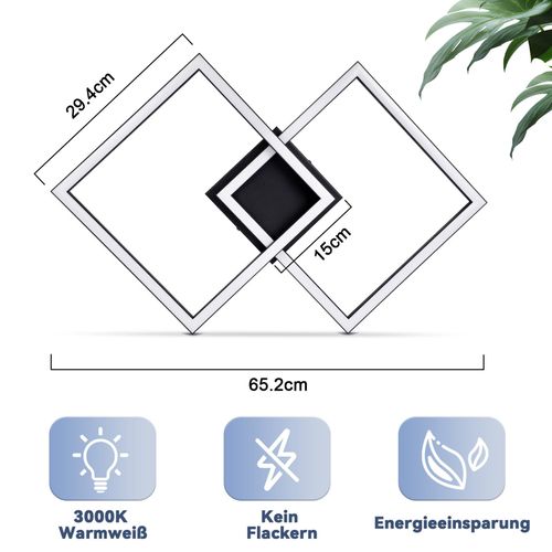 Plafonnier LED Salon Angulaire 24w 3000k Blanc Chaud Moderne Éclairage De Plafond