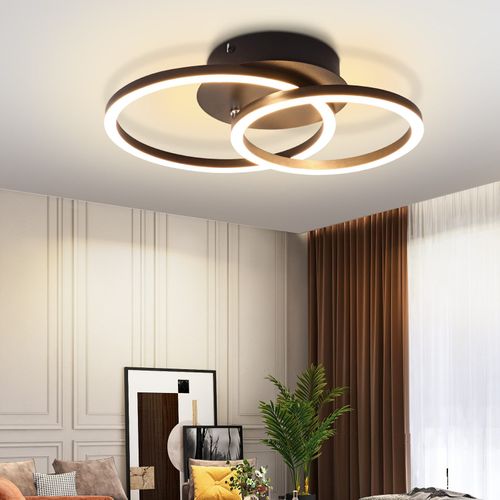 LED Plafonnier Salon 2 Anneaux Moderne Rond Plafonnier 24w 3000k Couloir Hôtel
