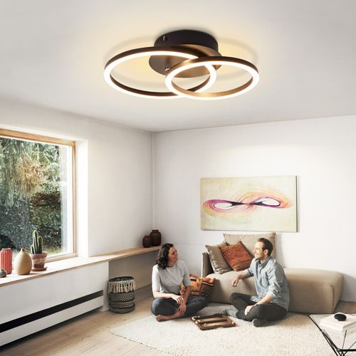 LED Plafonnier Salon 2 Anneaux Moderne Rond Plafonnier 24w 3000k Couloir Hôtel