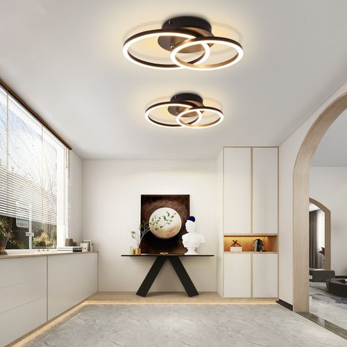 LED Plafonnier Salon 2 Anneaux Moderne Rond Plafonnier 24w 3000k Couloir Hôtel