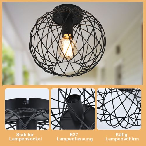 Plafonnier Noir Vintage E27 Rétro Plafonnier Pour Couloir Korride Max.40w