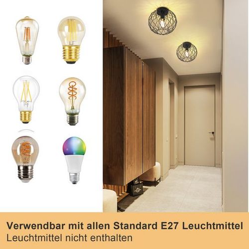 Plafonnier Noir Vintage E27 Rétro Plafonnier Pour Couloir Korride Max.40w