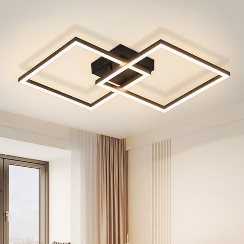 LED Plafonnier Salon 2 Cadres Noir Plafonnier Carré Moderne 3000k