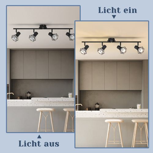 Plafonnier 3/4 Flammes Spots De Plafond - Blanc/noir Rétro Orientable Couloir