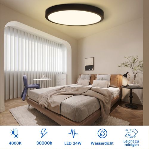 Plafonnier LED Rond Plat 24w Moderne Pour Salon