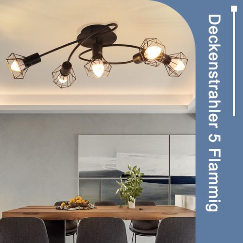 Plafonnier 5 Feux Noir E14 Industriel Spot De Plafond Salon Couloir