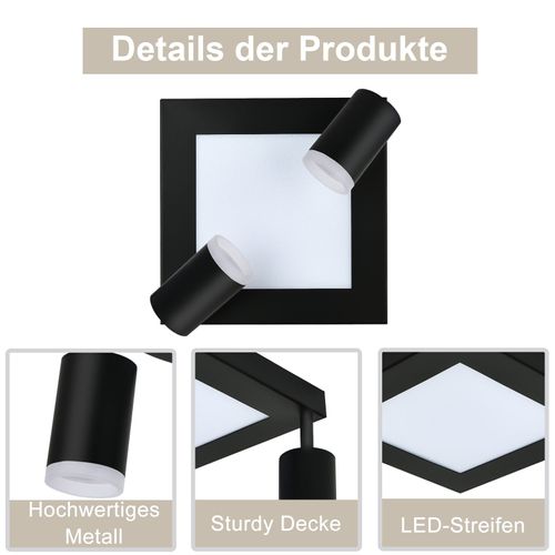 Spot De Plafond 2 Flammes Noir/blanc 3000k Lampe De Chambre Pour Couloir