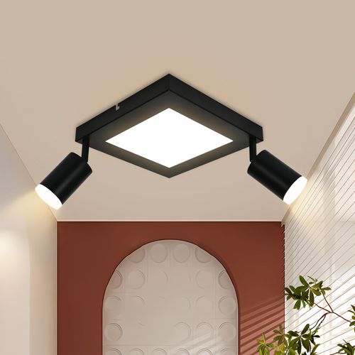 Spot De Plafond 2 Flammes Noir/blanc 3000k Lampe De Chambre Pour Couloir