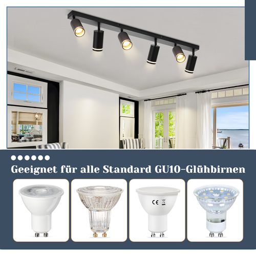 Plafonnier 6 Flammes Noir Gu10 Moderne Orientable 355 ° Couloir