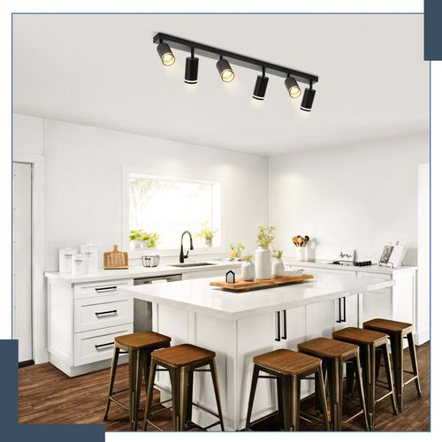 Plafonnier 6 Flammes Noir Gu10 Moderne Orientable 355 ° Couloir