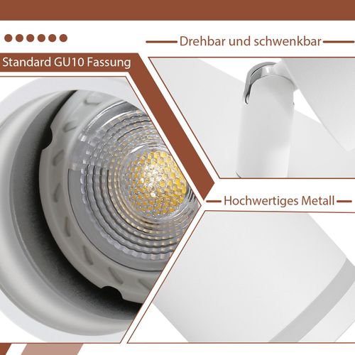 Spot De Plafond 4 Flammes Blanc Lampe De Plafond Métal Gu10 Pour Chambre Couloir