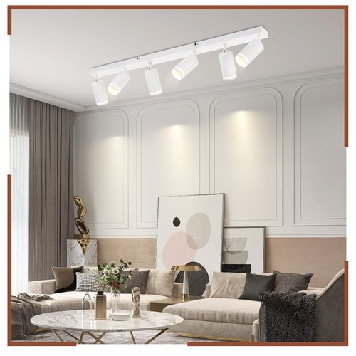 Plafonnier 6 Flammes Blanc Gu10 Moderne Orientable 355 ° Couloir