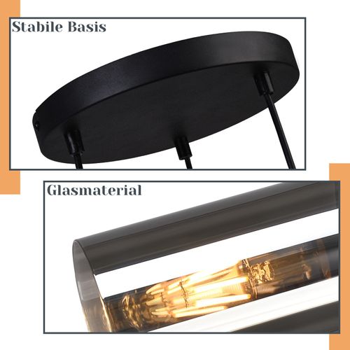 Suspension Salle à Manger 3 Feux Noir E27 Lampe à Suspension Pour Cuisine Couloir