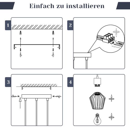 Suspension Salle à Manger 3 Flammes Noir Industriel Suspension E27 Pour Couloir Café