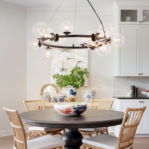 Suspension Salle à Manger 14 Flammes Moderne Lampe à Suspendre G9 Lustre Boule De Verre