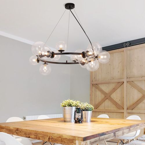 Suspension Salle à Manger 14 Flammes Moderne Lampe à Suspendre G9 Lustre Boule De Verre