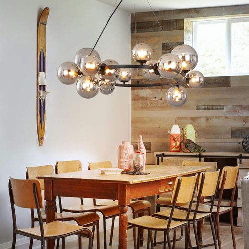 Suspension Salle à Manger 14 Flammes Moderne Lampe à Suspendre G9 Lustre Boule De Verre