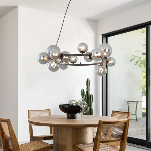 Suspension Salle à Manger 14 Flammes Moderne Lampe à Suspendre G9 Lustre Boule De Verre