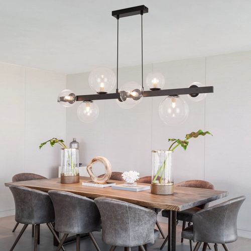 Suspension Salle à 8 Flammes G9 Boule De Verre Rétro 174 Cm Lampe à Suspendre Pour Cuisine