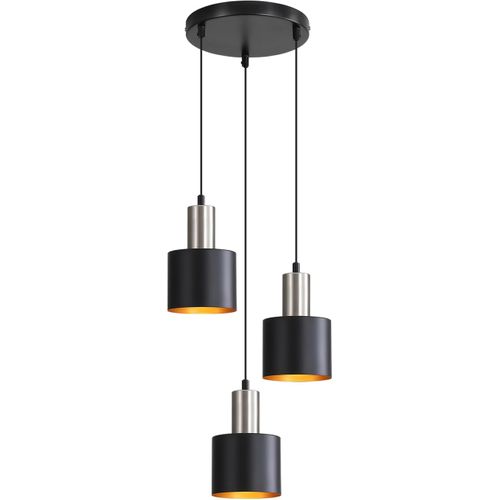 Suspension Salle à Manger 3 Flammes Noir Or Suspendu 170cm Vintage Lampe Industrielle