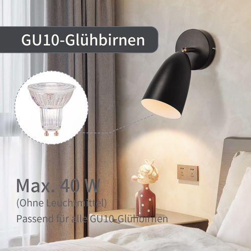 Applique Intérieur Noir/blanc Vintage Spot Mural Réglable Chambre Max.40w